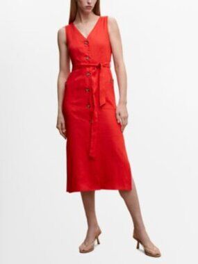 MANGO 100% linen shirty dress